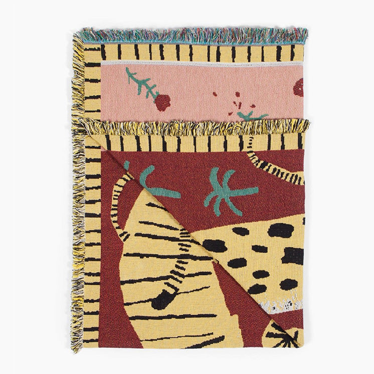 SavannaSnug | Boho Dierenprint Deken – Luipaard- en Tijgerontwerp, Zachte, Knusse en Decoratieve Fleece Deken