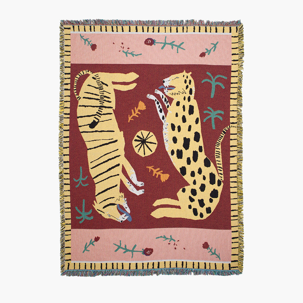 SavannaSnug | Boho Dierenprint Deken – Luipaard- en Tijgerontwerp, Zachte, Knusse en Decoratieve Fleece Deken