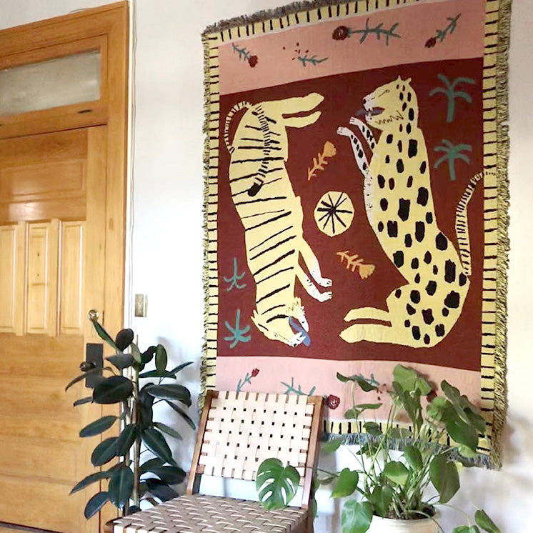 SavannaSnug | Boho Dierenprint Deken – Luipaard- en Tijgerontwerp, Zachte, Knusse en Decoratieve Fleece Deken
