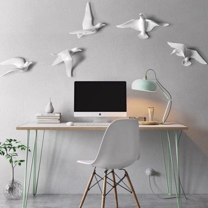 AeroGull | 3D Zeemeeuw Muurdecoratie - Elegante Metalen Vogelkunst voor Thuis & Buitendecoratie