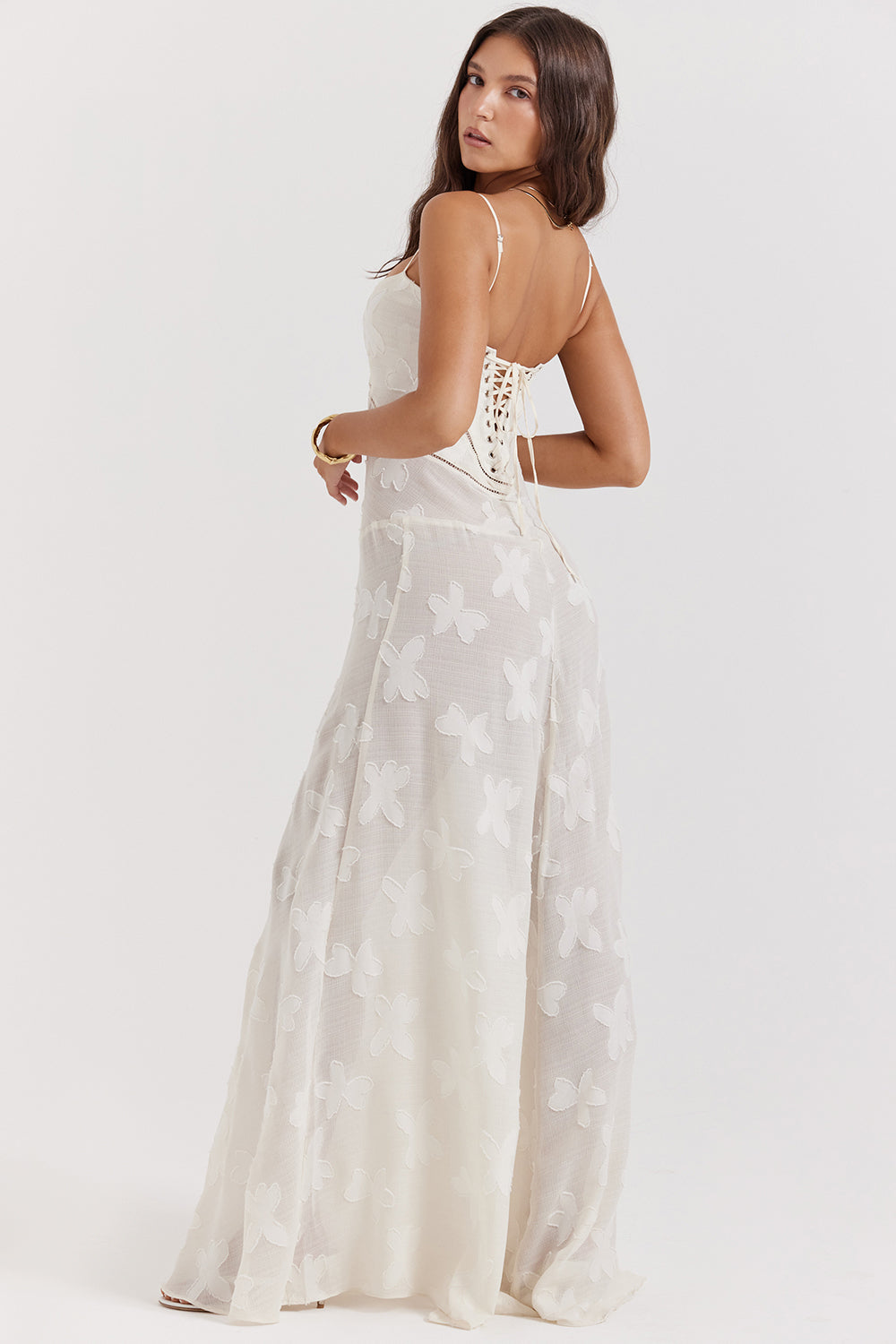 Elurea | Elegante maxi-jurk voor dames – Romantische, doorschijnende jurk met bloemenprint