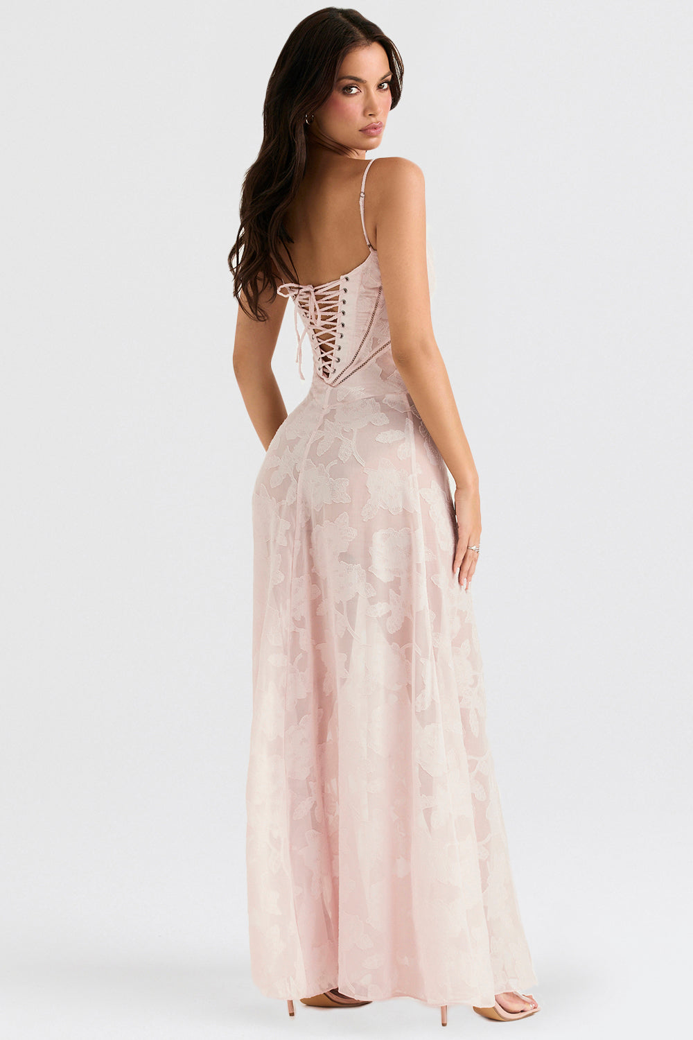 Elurea | Elegante maxi-jurk voor dames – Romantische, doorschijnende jurk met bloemenprint
