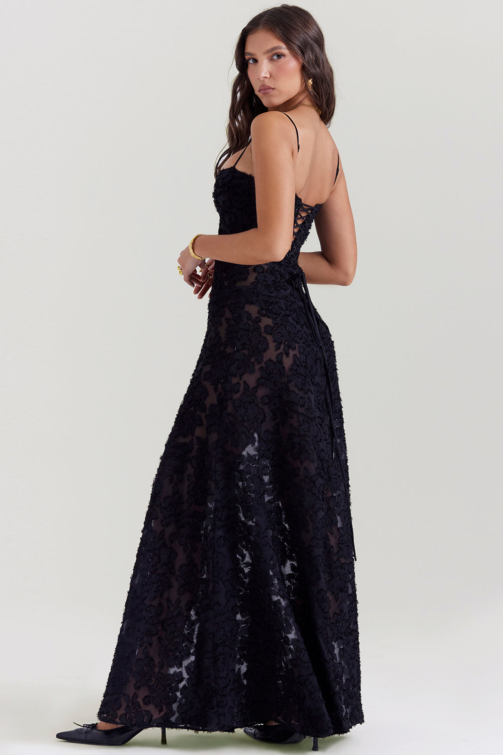 Elurea | Elegante maxi-jurk voor dames – Romantische, doorschijnende jurk met bloemenprint
