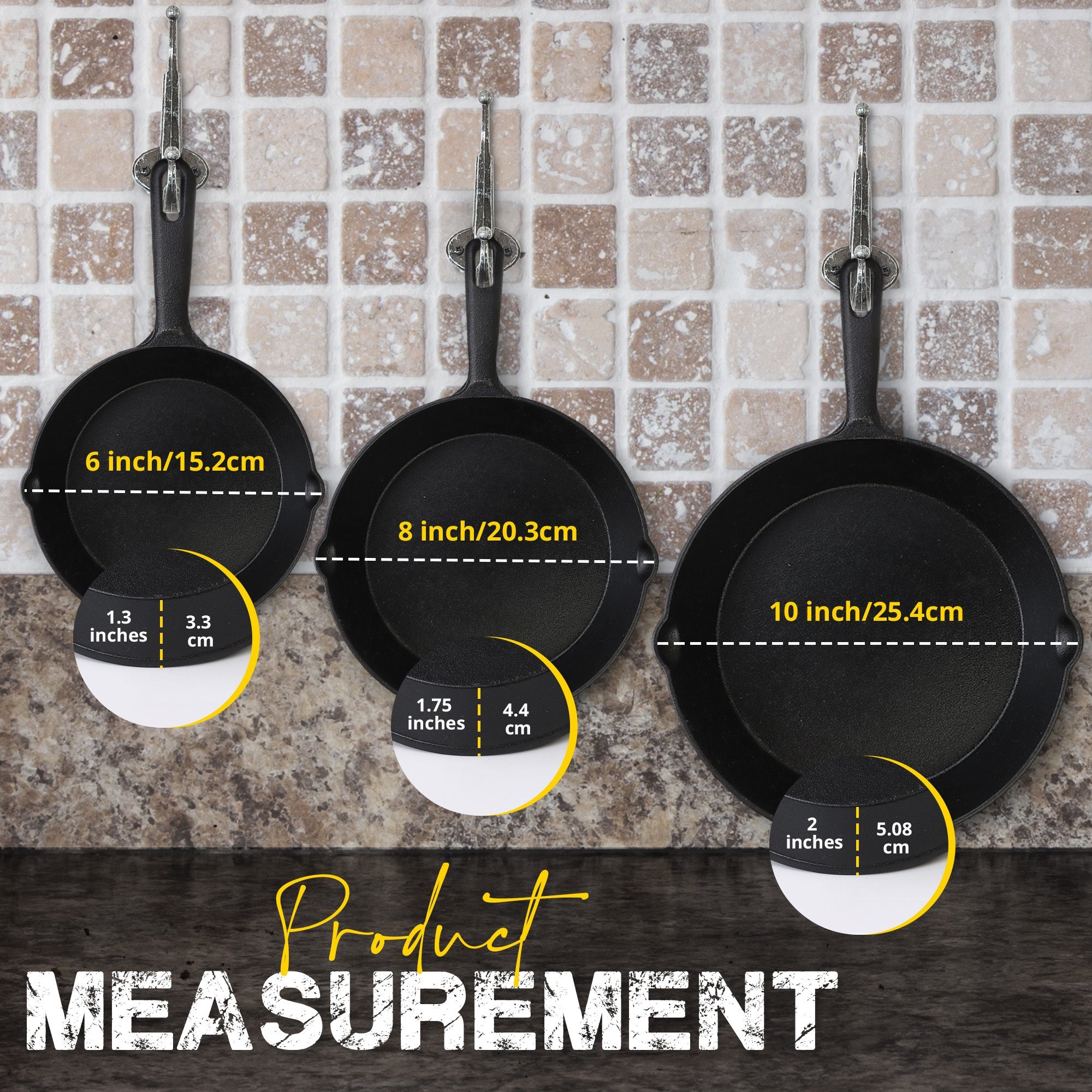 ForgeSet | 3-Delige Gietijzeren Koekenpannenset - Koekenpannen - Kookgerei voor fornuis, oven & grill