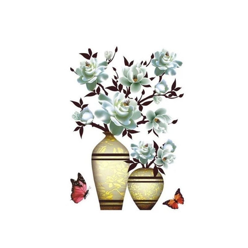 PetalNest | 3D-muurstickers met bloemenvaas en vlinders