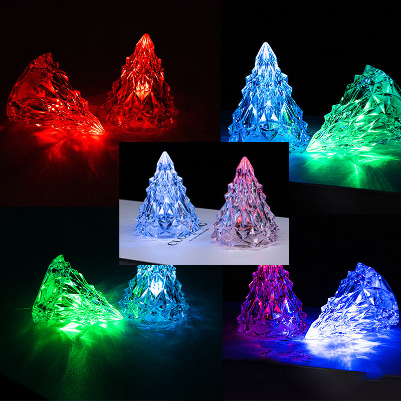 FestiveBeam | 2-pak Mini LED kristallen kerstboom lamp - decoratieve acryl vakantie lamp