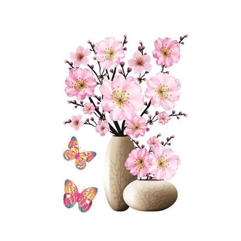 PetalNest | 3D-muurstickers met bloemenvaas en vlinders