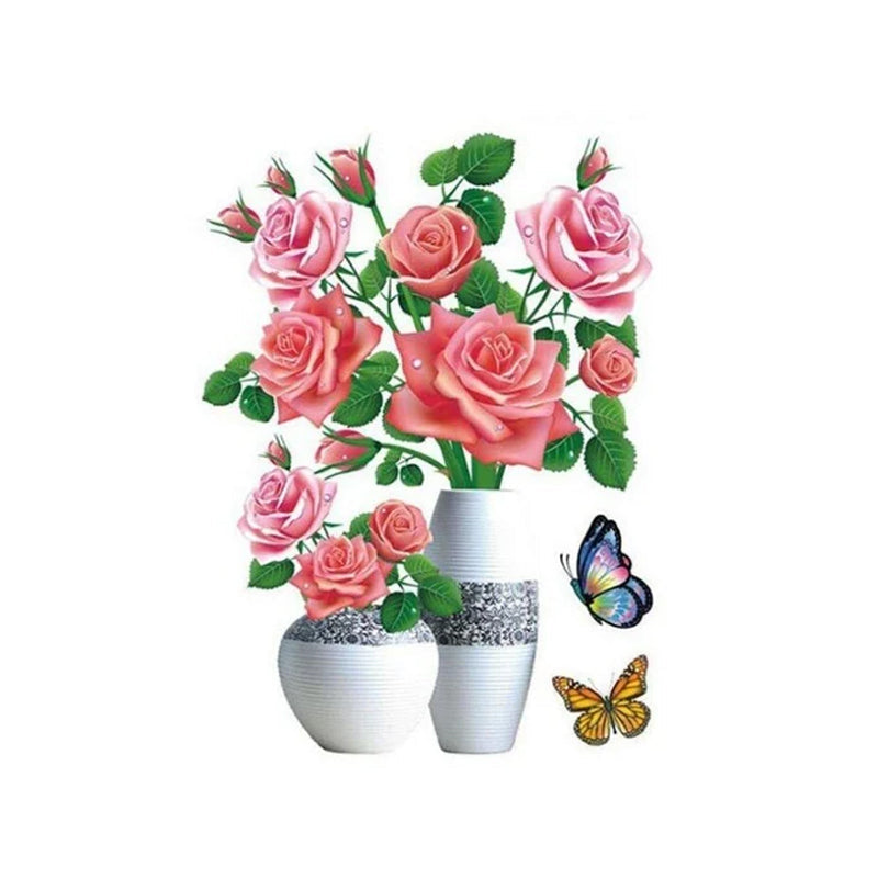 PetalNest | 3D-muurstickers met bloemenvaas en vlinders