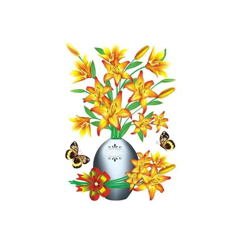 PetalNest | 3D-muurstickers met bloemenvaas en vlinders