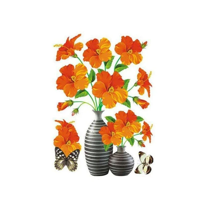 PetalNest | 3D-muurstickers met bloemenvaas en vlinders