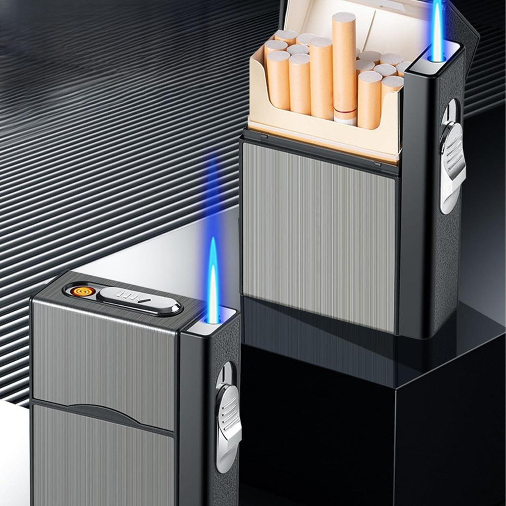 SmokeMate | Metalen sigarettenhouder met ingebouwde aansteker – compact en reisvriendelijk