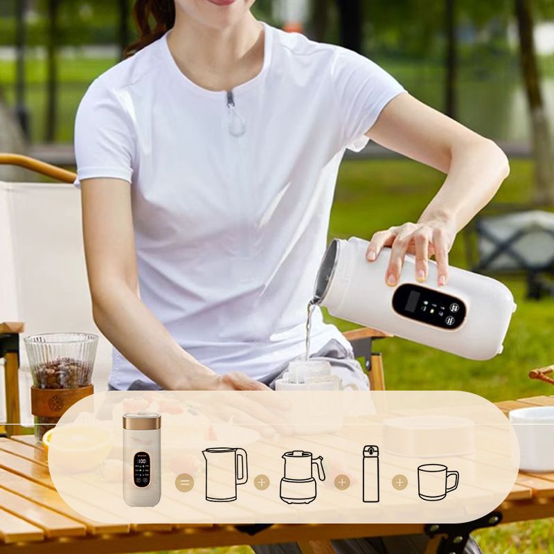 TravelBrew | 650 ml draagbare elektrische thermosbeker – beker voor warm water, reisbeker voor koffie en thee