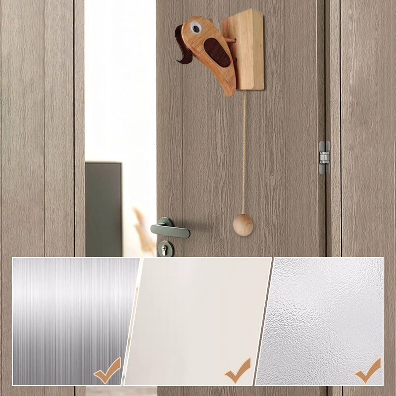 KnockPecker | Houten spechtdeurklopper – Handgemaakte rustieke deurbeslag, uniek decoratief accessoire