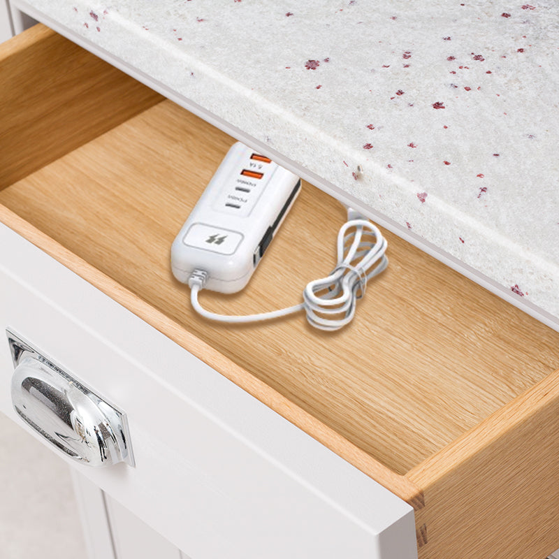 ElectraHub | 66 W multifunctionele snellader 2PD + 2USB met ingebouwde Type-C-kabel – Snel opladen
