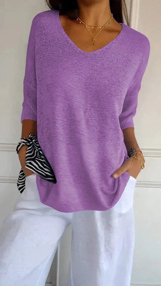 Elira | Dames Gebreide Trui – V-Hals Lente Pullover