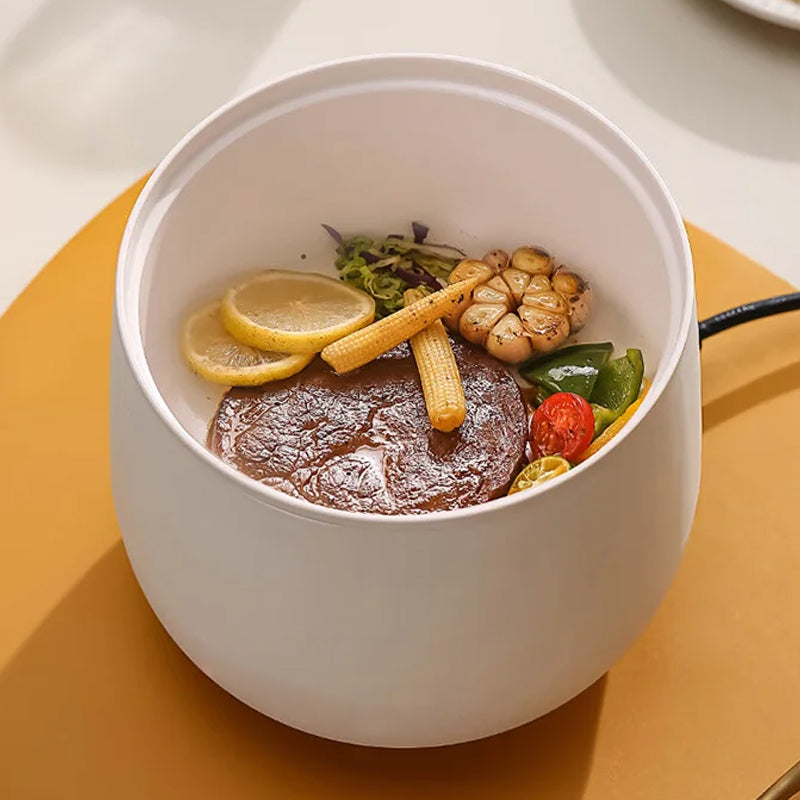HotBask | Compacte mini-elektrische hotpot met stoompan – multifunctionele kookpan voor rijst, soep en hotpot, warmhoudfunctie en antiaanbaklaag