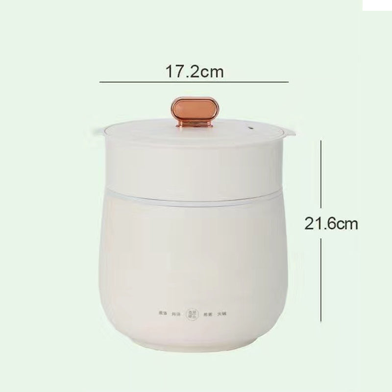 HotBask | Compacte mini-elektrische hotpot met stoompan – multifunctionele kookpan voor rijst, soep en hotpot, warmhoudfunctie en antiaanbaklaag