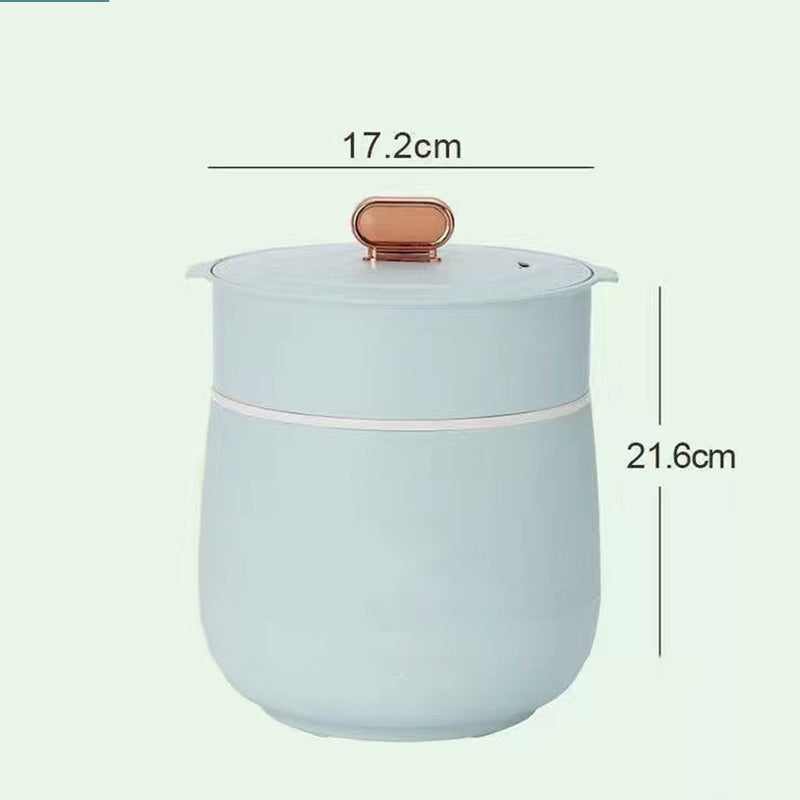 HotBask | Compacte mini-elektrische hotpot met stoompan – multifunctionele kookpan voor rijst, soep en hotpot, warmhoudfunctie en antiaanbaklaag