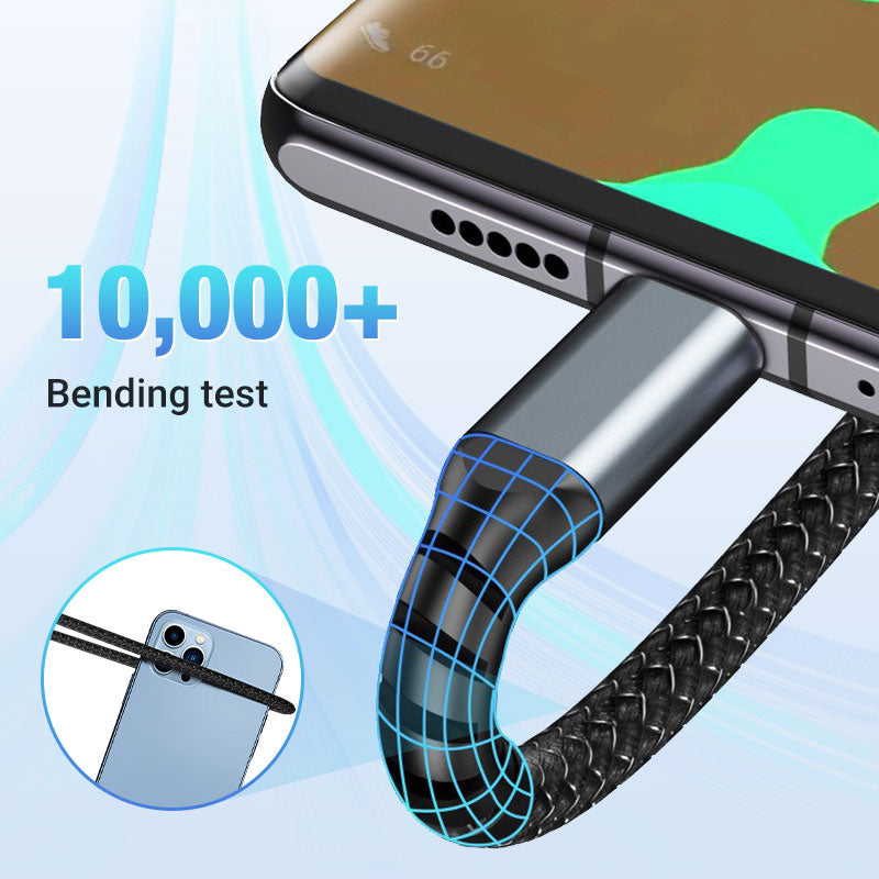 ChargeFlux | 3-in-1 100 W snellaadkabel – universele USB-C naar Lightning
