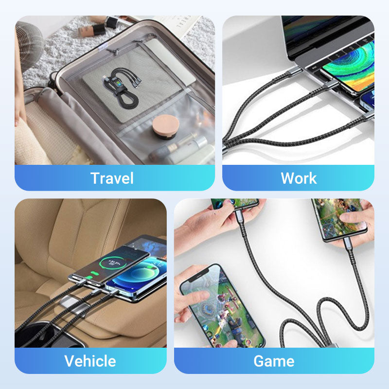 ChargeFlux | 3-in-1 100 W snellaadkabel – universele USB-C naar Lightning
