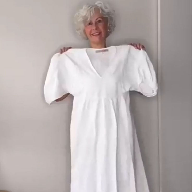 Selia | Elegante, chique jurk met V-hals voor dames – Casual, comfortabele midi-jurk