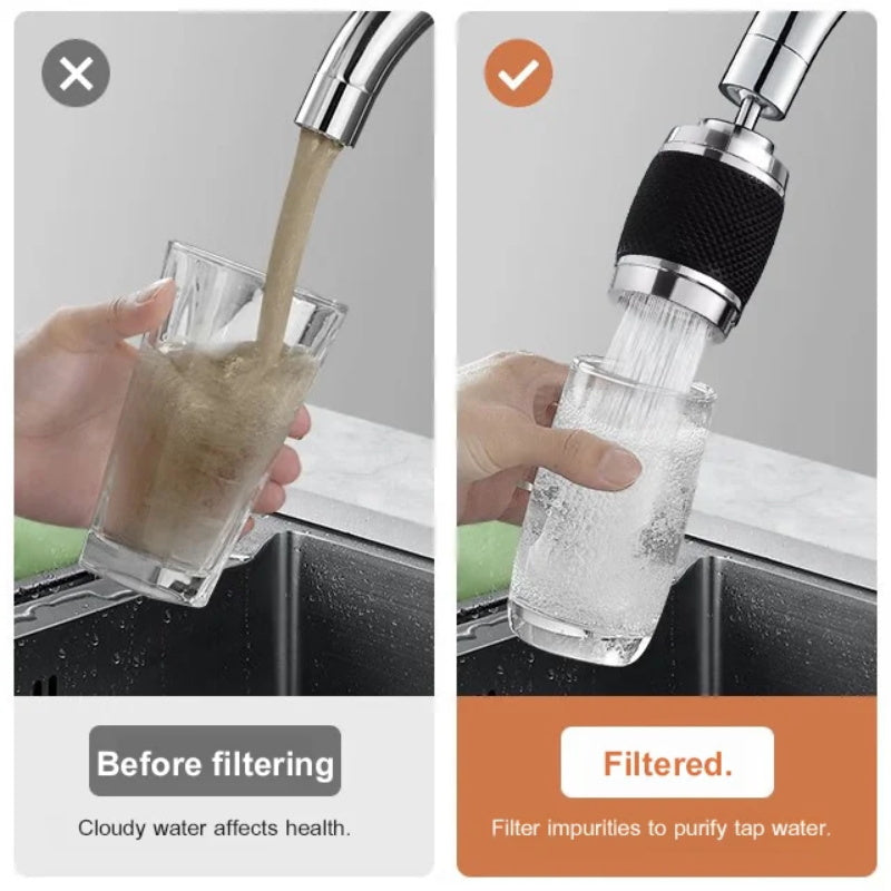 H2OBoost | 360° draaibare kraanfilterversterker – spatwaterdichte, waterbesparende keukenkraanopzetstuk