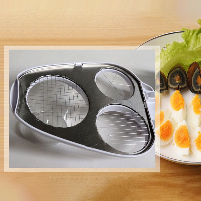 EggCraft | Multifunctionele 3-in-1 eiersnijder - Roestvrijstalen snijder voor plakjes, blokjes en partjes