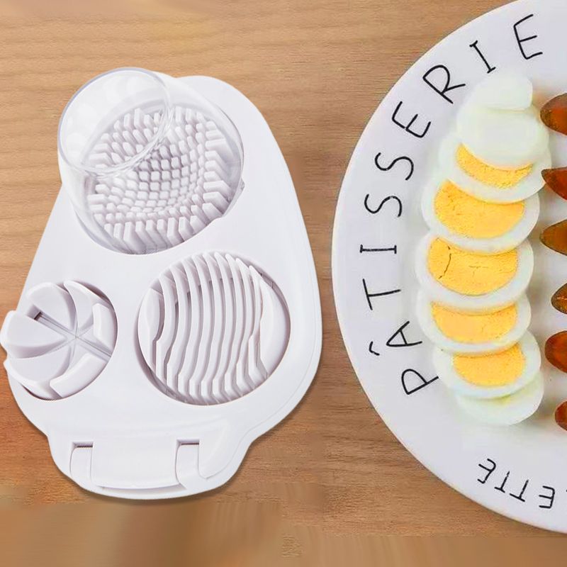 EggCraft | Multifunctionele 3-in-1 eiersnijder - Roestvrijstalen snijder voor plakjes, blokjes en partjes