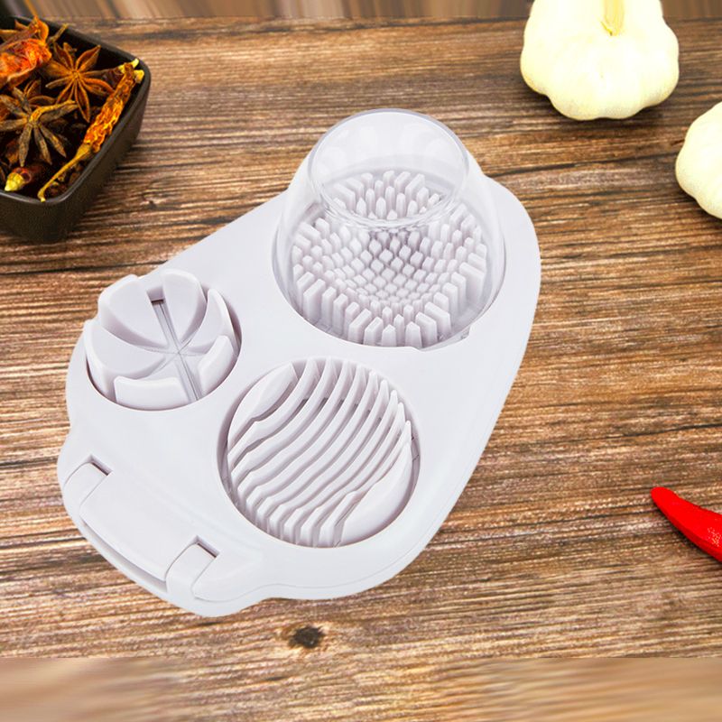 EggCraft | Multifunctionele 3-in-1 eiersnijder - Roestvrijstalen snijder voor plakjes, blokjes en partjes