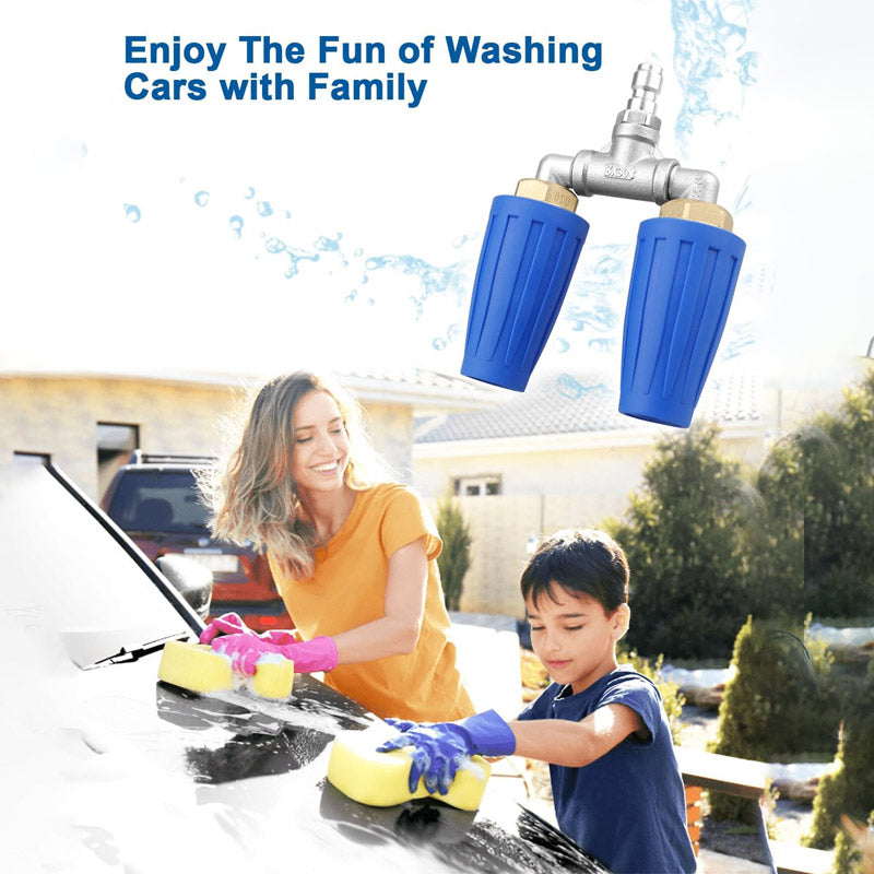 DualJet | Twin & Triple Turbo-sproeikop – Roestvrijstalen hogedrukreinigerhulpstuk