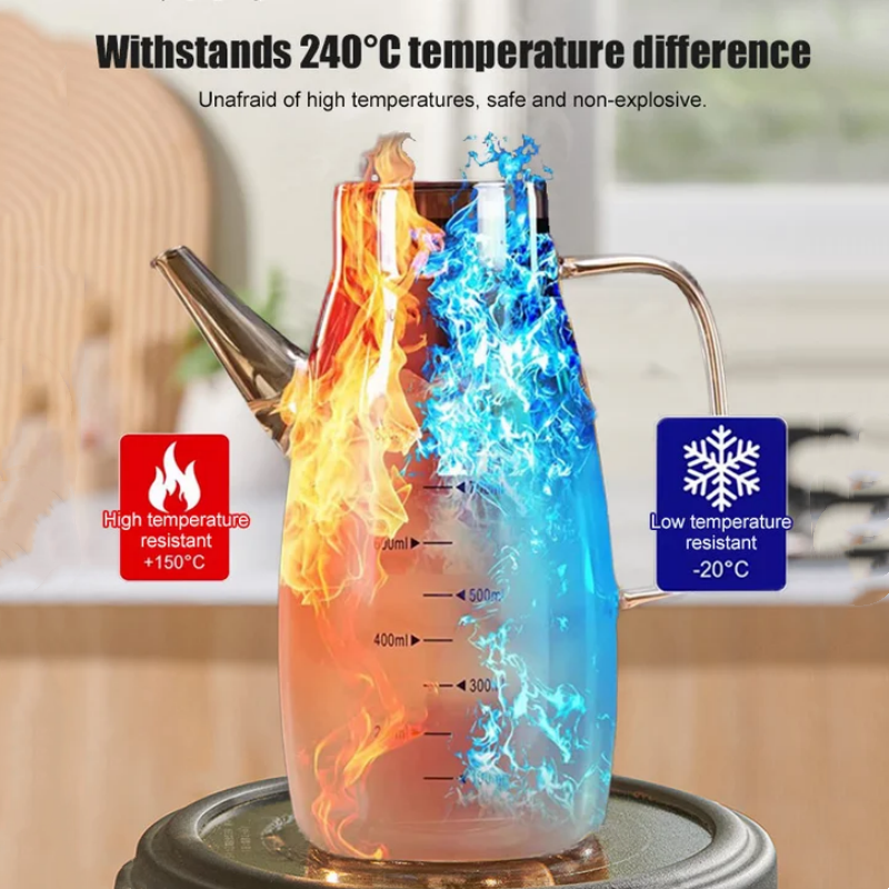 OilLuxe | Olieverdeelbeker – Druppelvrije schenktuit, gemakkelijk te bedienen bakoliecontainer