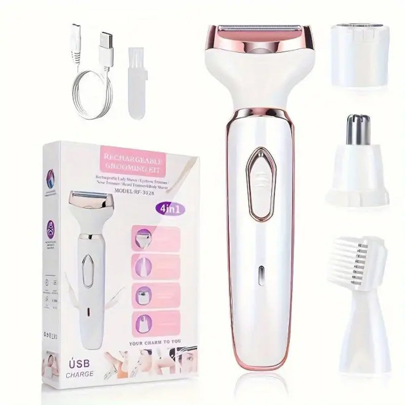 ShaveZen | 4-in-1 draadloze elektrische scheerapparaat voor vrouwen – gezichts-, bikinilijn- en lichaamshaarverwijderaar