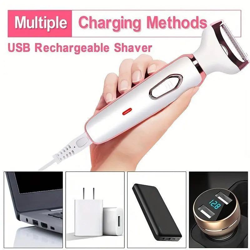 ShaveZen | 4-in-1 draadloze elektrische scheerapparaat voor vrouwen – gezichts-, bikinilijn- en lichaamshaarverwijderaar