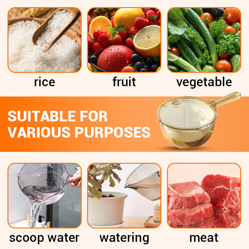 VeggieSieve | Multifunctionele groente- en fruitvergiet – 360° draaibare afdruipmand, grote capaciteit