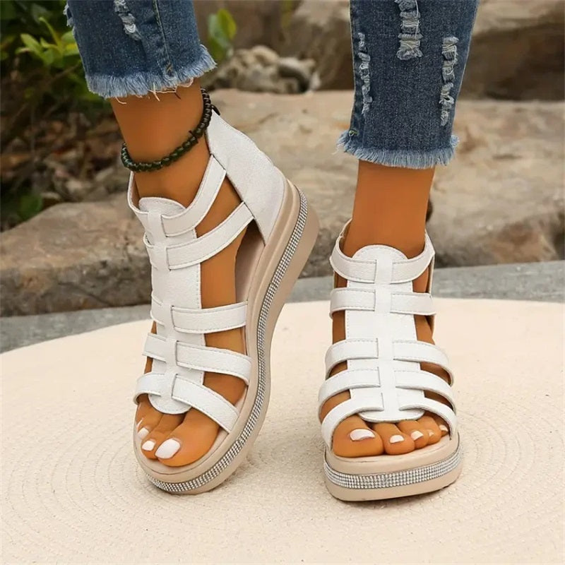 GladiChic | Dames Wedges Gladiator Sandalen – Zomer Glitter Sandaaltjes met Bandjes