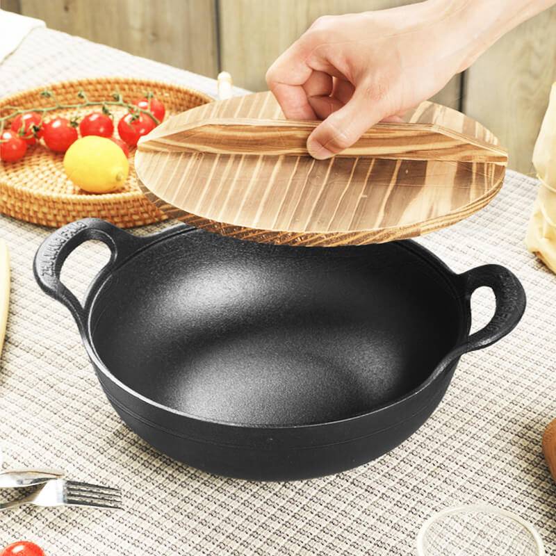 SteelCrock | Zwaar uitgevoerde ongecoate gietijzeren pan – natuurlijk antiaanbaklaag, roestvrij, gelijkmatige verwarming voor veilig koken voor het hele gezin