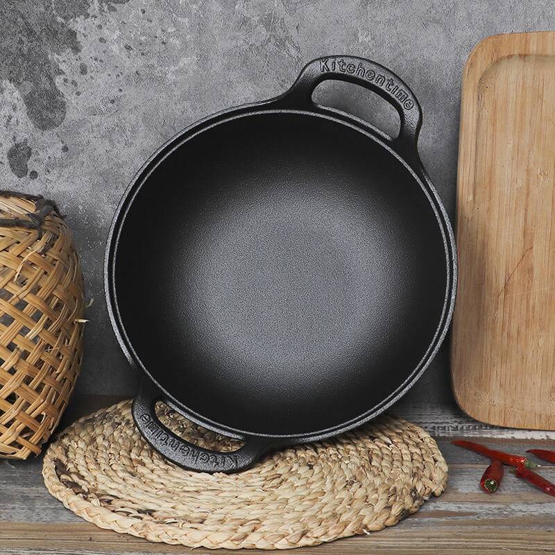 SteelCrock | Zwaar uitgevoerde ongecoate gietijzeren pan – natuurlijk antiaanbaklaag, roestvrij, gelijkmatige verwarming voor veilig koken voor het hele gezin