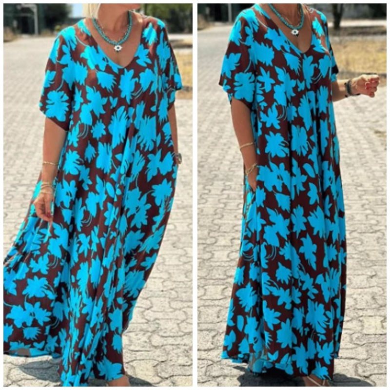 Ondine | Chique jurk met print voor dames – Casual zomerjurk met V-hals voor dagelijks gebruik