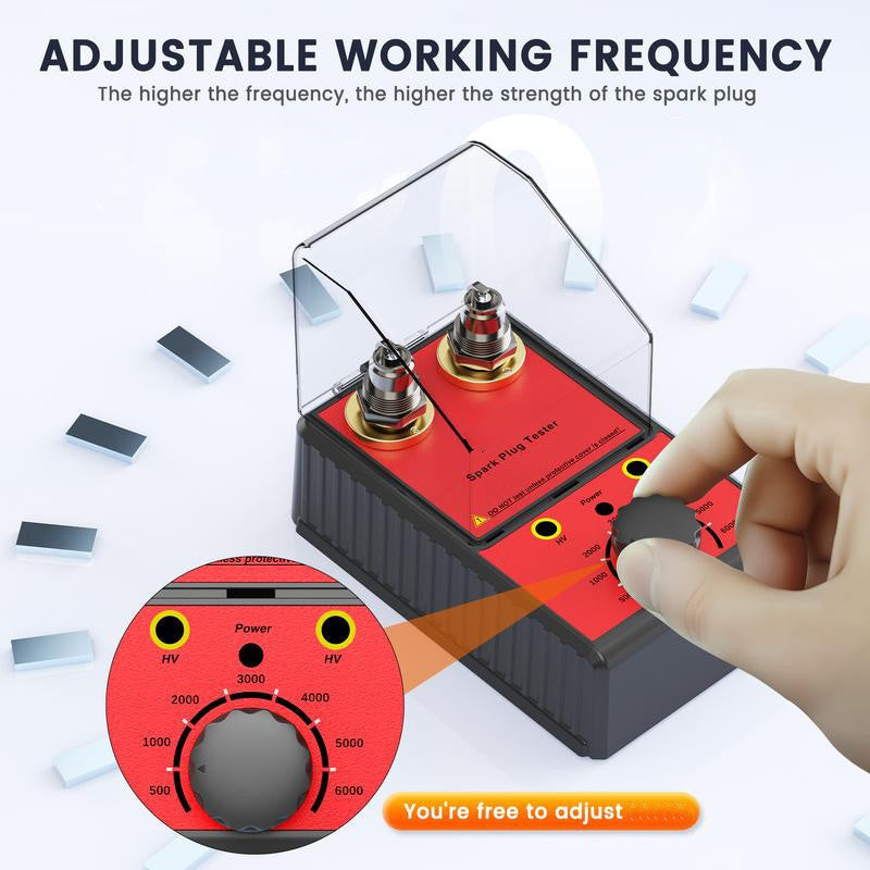 IgniteCheck | Dubbele bougietester voor auto's en motorfietsen, instelbare frequentie, veilige beschermkap
