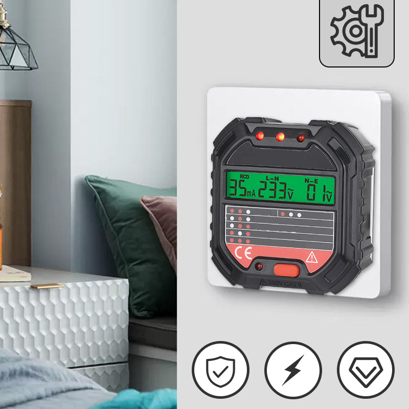 VoltCheck | Multifunctionele Digitale Stopcontacttester – LCD Spanningsmeter