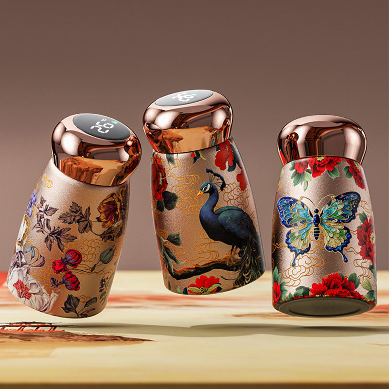 TempVibe | Draagbare thermosbeker – 230 ml geïsoleerde roestvrijstalen beker met LED-temperatuurindicator