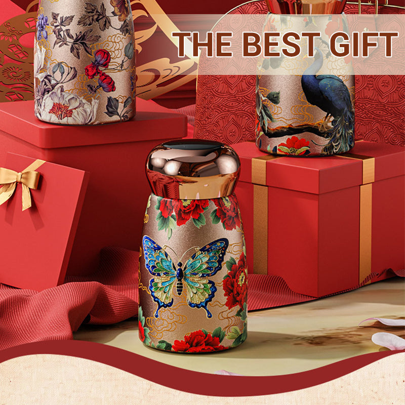 TempVibe | Draagbare thermosbeker – 230 ml geïsoleerde roestvrijstalen beker met LED-temperatuurindicator