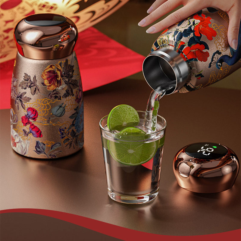 TempVibe | Draagbare thermosbeker – 230 ml geïsoleerde roestvrijstalen beker met LED-temperatuurindicator