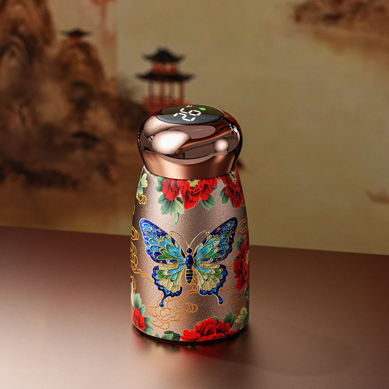 TempVibe | Draagbare thermosbeker – 230 ml geïsoleerde roestvrijstalen beker met LED-temperatuurindicator