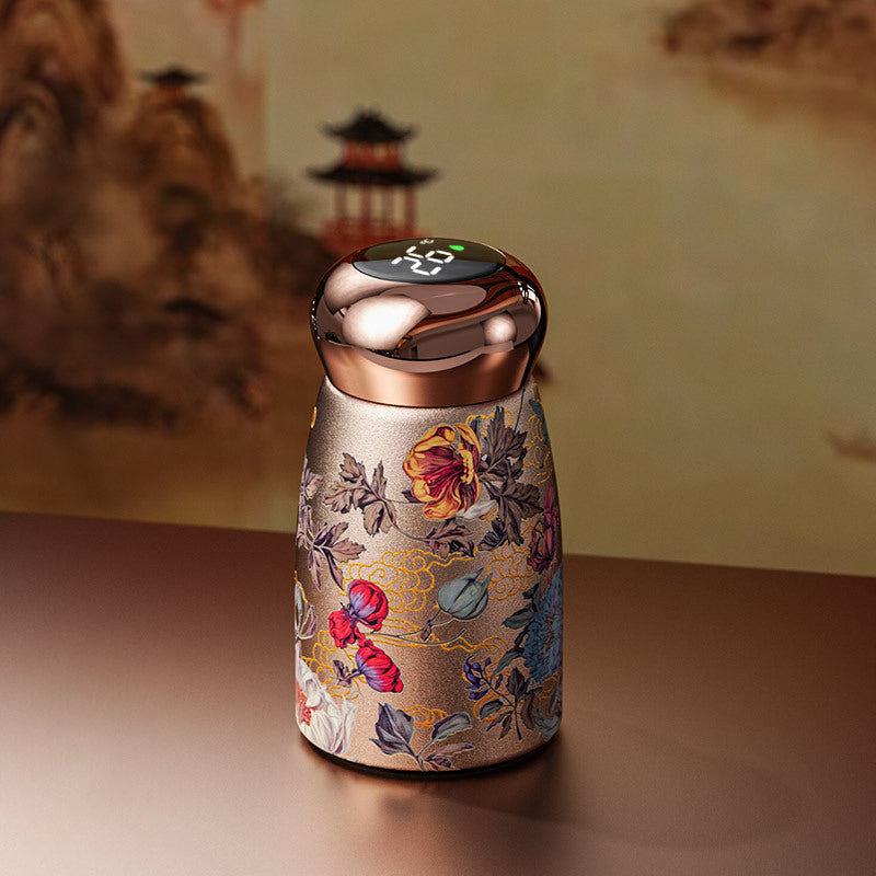 TempVibe | Draagbare thermosbeker – 230 ml geïsoleerde roestvrijstalen beker met LED-temperatuurindicator