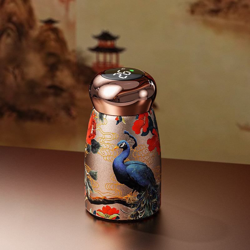 TempVibe | Draagbare thermosbeker – 230 ml geïsoleerde roestvrijstalen beker met LED-temperatuurindicator