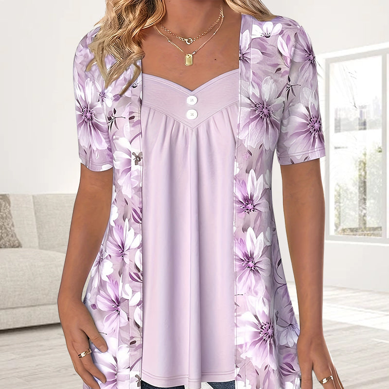 Kaelyra | Dames Casual Bloes met Bloemenprint – Lichtgewicht Lente Top, Stijlvol Dagelijks Shirt