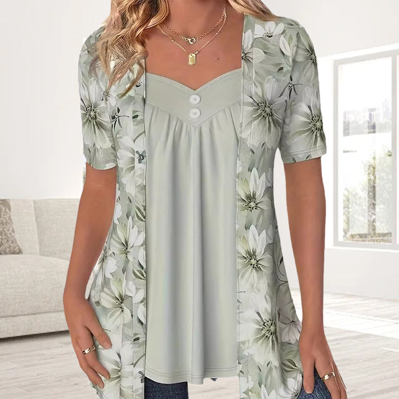 Kaelyra | Dames Casual Bloes met Bloemenprint – Lichtgewicht Lente Top, Stijlvol Dagelijks Shirt