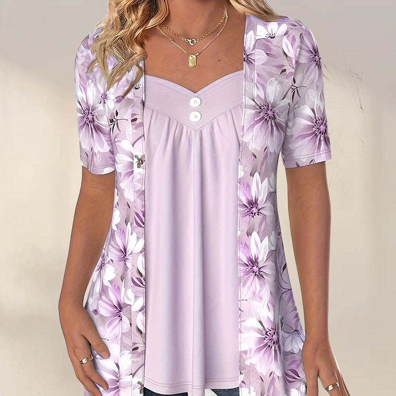 Kaelyra | Dames Casual Bloes met Bloemenprint – Lichtgewicht Lente Top, Stijlvol Dagelijks Shirt
