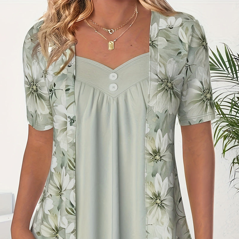 Kaelyra | Dames Casual Bloes met Bloemenprint – Lichtgewicht Lente Top, Stijlvol Dagelijks Shirt
